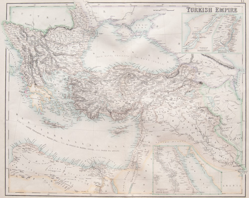 original antique map of The Turkish Empire 1860